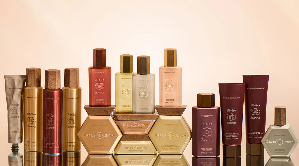 Image of the full collection of Blake Brown Beauty haircare.