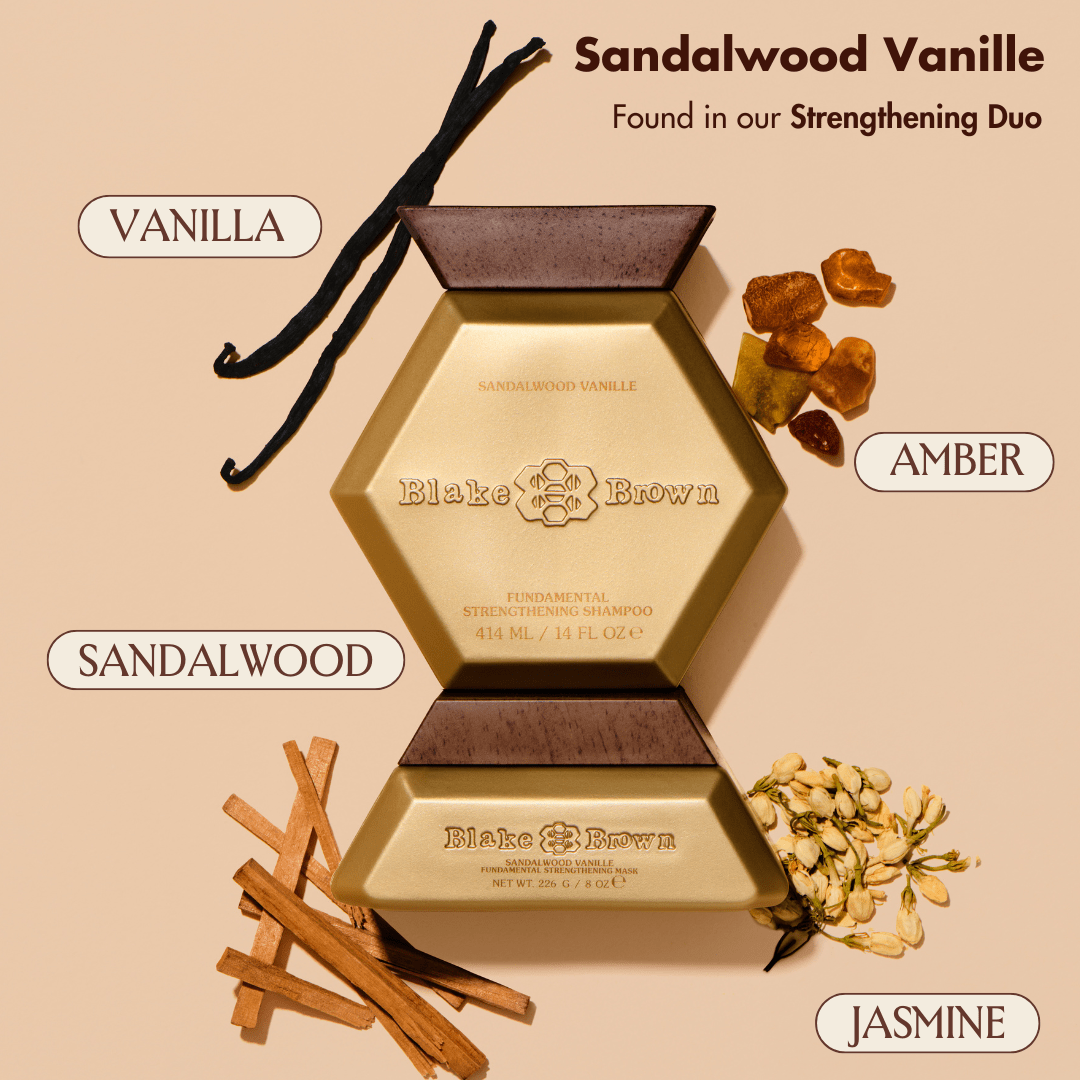 Sandalwood Vanille, the luxurious scent found in our Strengthening Duo.