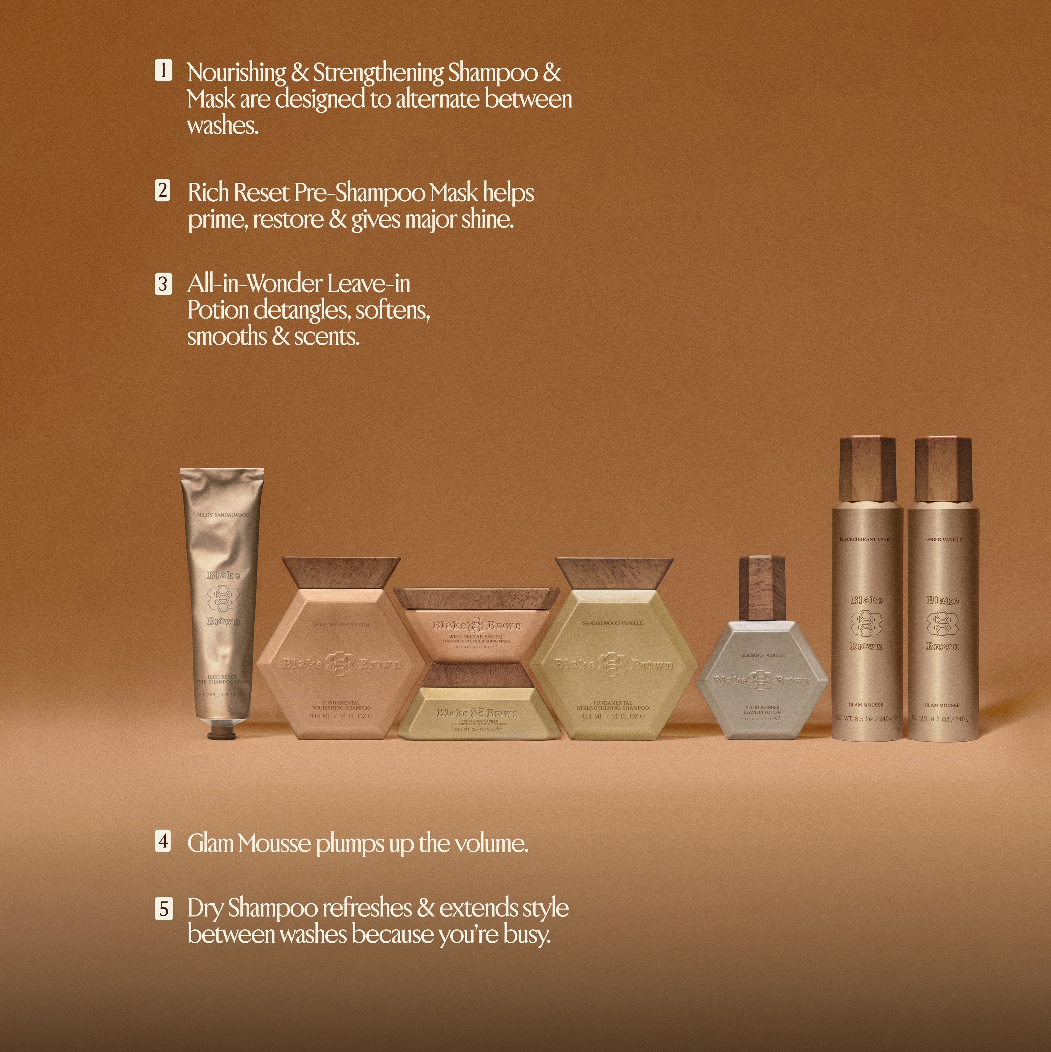 The Complete Blake Brown Hair System by Blake Lively, including everything you need for iconic hair, every day, from shampoos and hair masks to styling solutions.